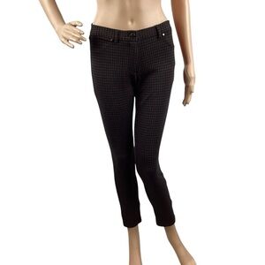 J.McLaughlin Black Brown Houndstooth Stretch Ankle Pants Cropped Slim Size 2